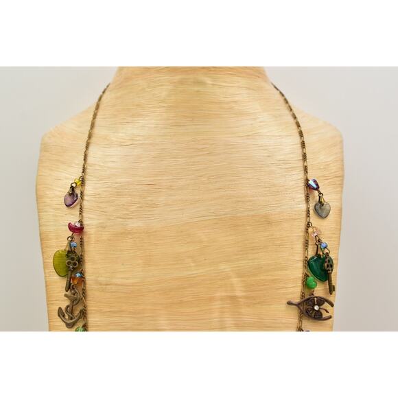 Glass Works Studios Anna Koplik Charm Necklace Heart Horse Brass Signed BinBN - Picture 3 of 12